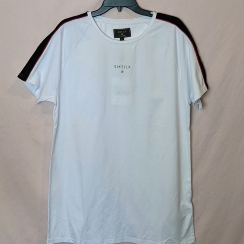 SikSilk White Imperial Raglan Short Sleeve Gym Tee size Large
